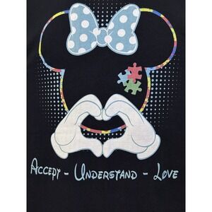 Disney Minnie Mouse Autism‎ Accept Understand Love Black shirt short Sleeve Sz L